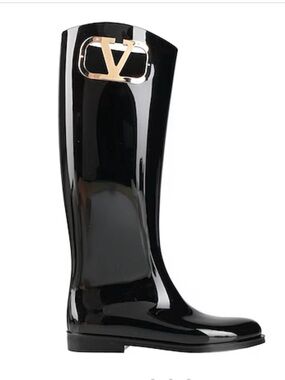 VALENTINO GARAVANI Black Rain boots With V Logo BOOTS Size 38